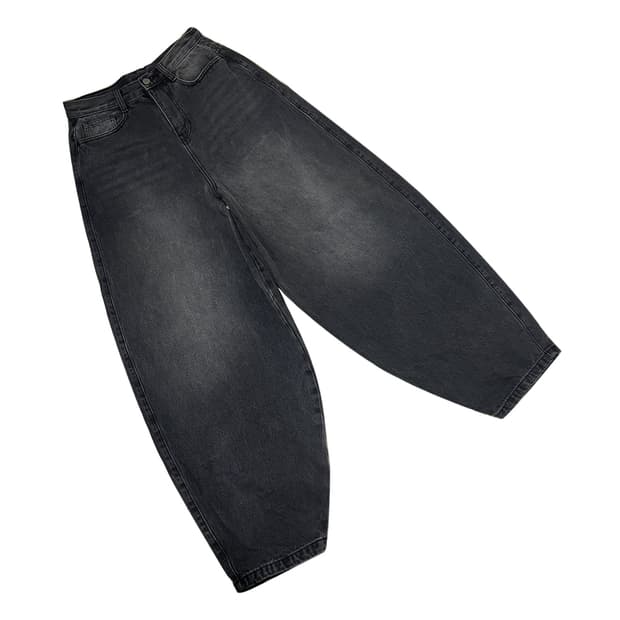 낫포너드 와이드 벌룬 흑청 데님 팬츠 S