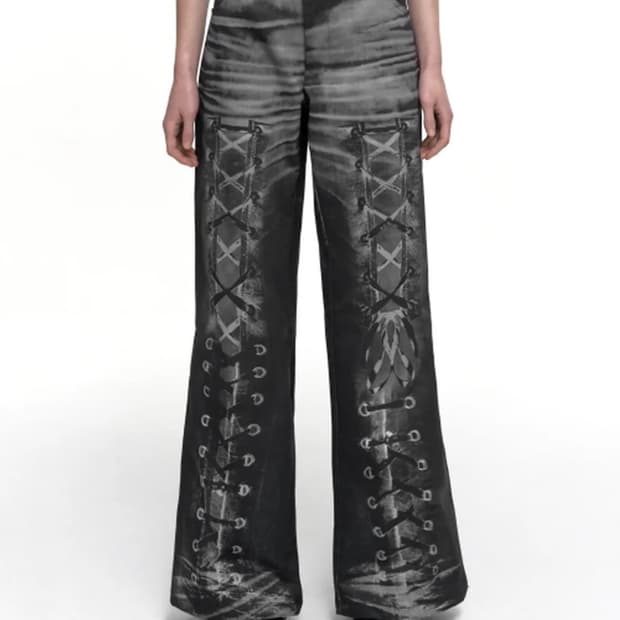 Nache RACE UP PRINTED PANTS BLACK