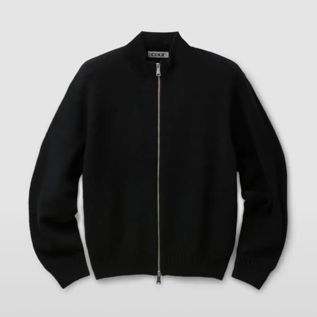 쿠어 알파카 블렌드 집업 스웨터 