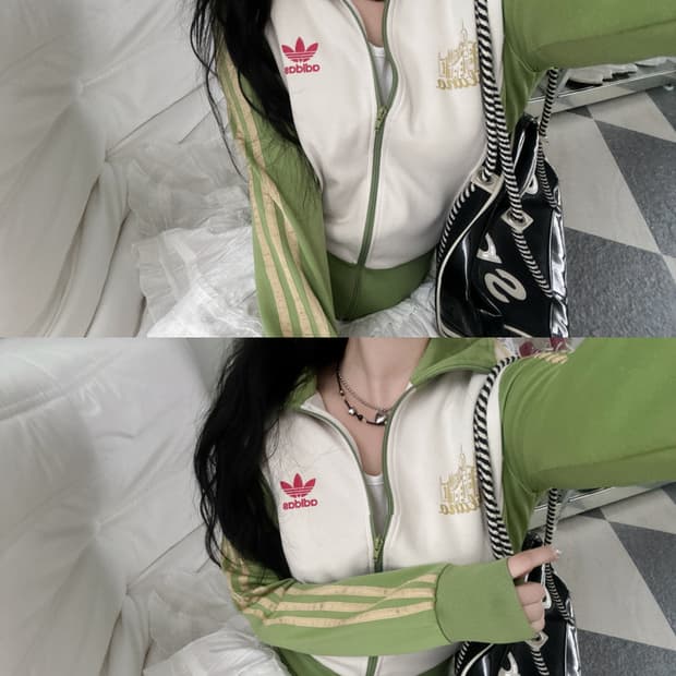 아디다스 밀라노 크림&그린 트랙탑