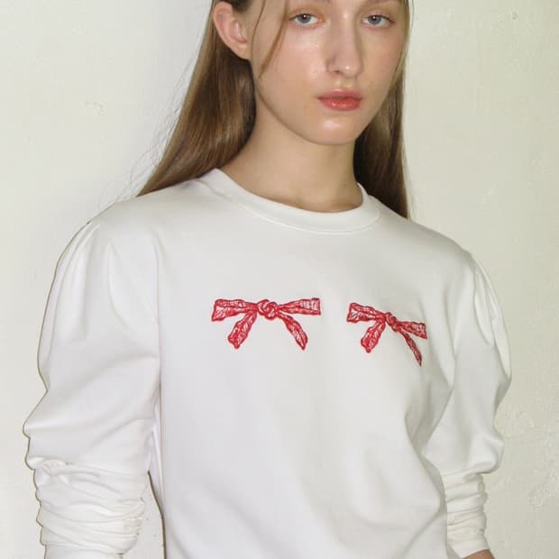 시눈 Ribbon Puff Long Sleeve (White) 