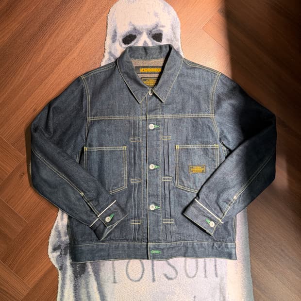 네이버후드 16AW 울 안감 리지드 스톡맨 타입2 데님 자켓 블랭킷