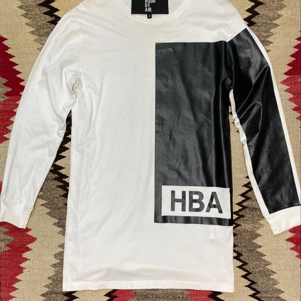 후드바이에어(HBA) 레더 블록 롱슬리브 셔츠 S