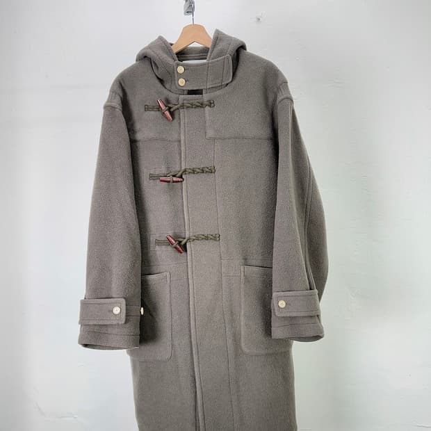 브라운야드 24fw 올리브 더플 후디 롱 코트