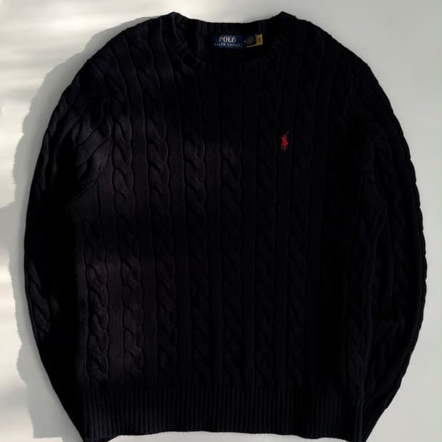 [M] 폴로 랄프로렌 네이비 케이블 코튼 니트 스웨터