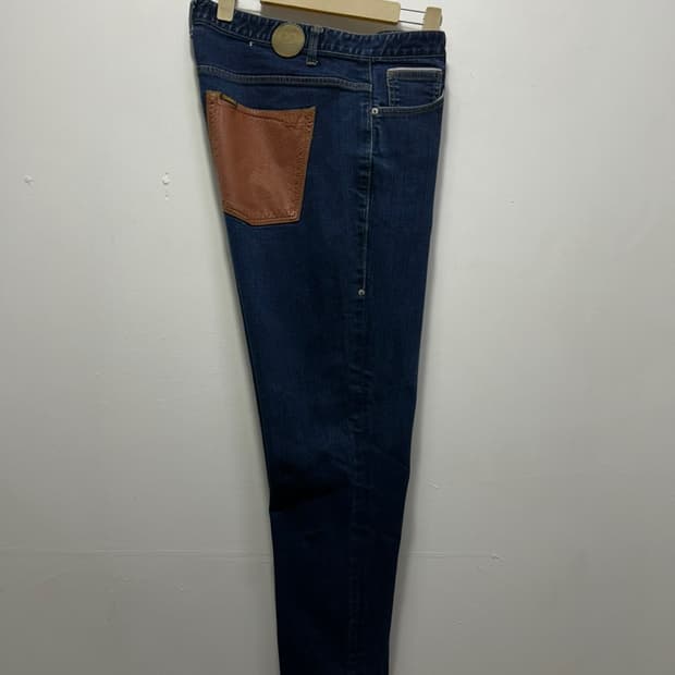 후부 남성 가죽패치 데님팬츠 38사이즈 