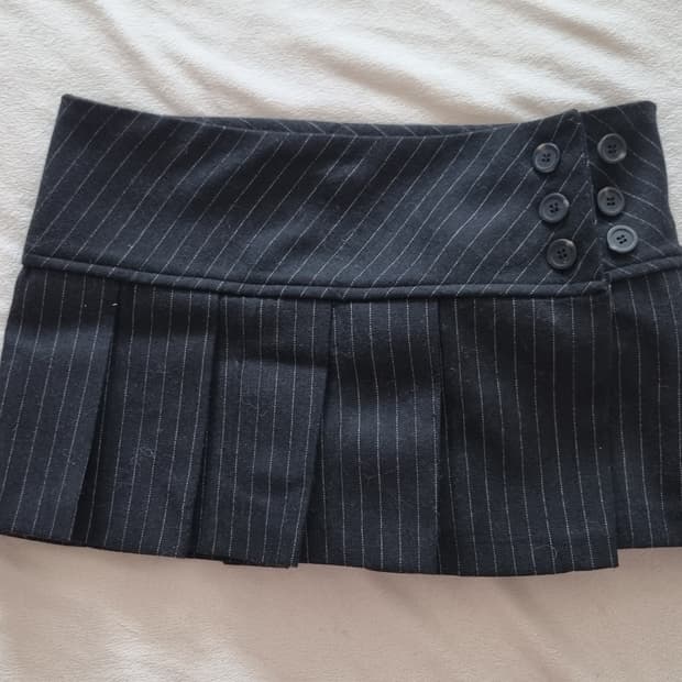 빈티지 긱시크 갸루 스트라이프 단추 스커트
