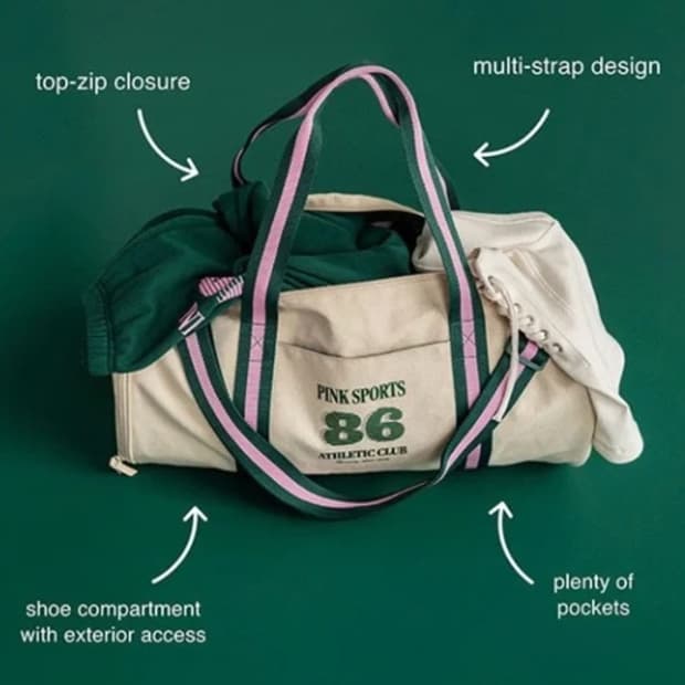 빅토리아 시크릿 핑크 짐백 테니스 더플백 럭비 스트라이프