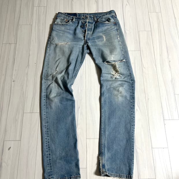 [32] 00s 리바이스 usa 501 디스트로이드 데님 진