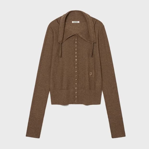 AMBER BUTTON CARDIGAN (BROWN)