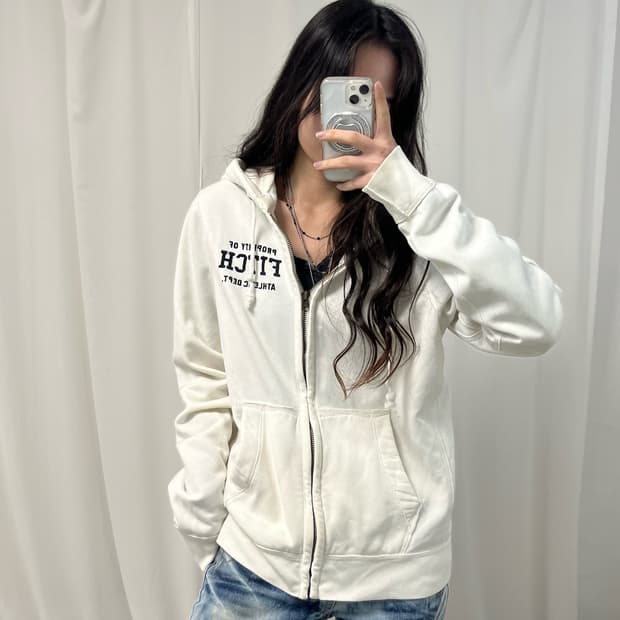 Abercrombie White Hoodie Zip-up