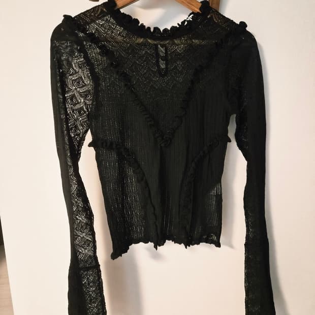 [자라 (ZARA)] 레이스 시스루 긴팔 탑 (S 사이즈)