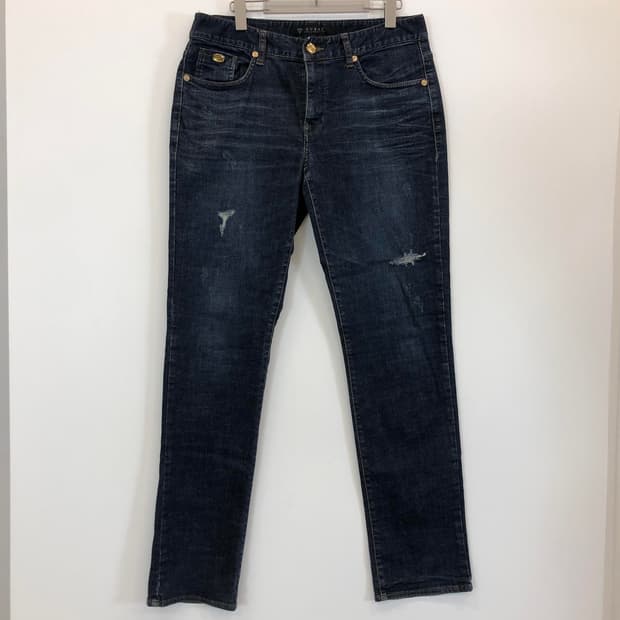 게스 프리미엄 금장 레더패치 데님진 33 인치