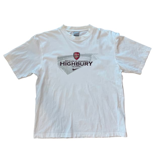 빈티지 나이키 아스날 하이버리 기념 티셔츠