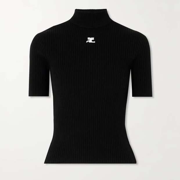 Courreges ribbed knit top navy