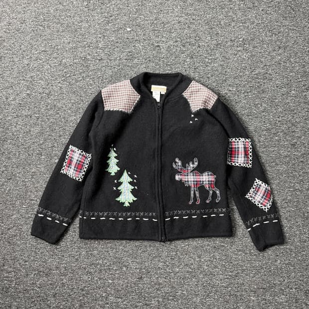 빈티지 패치워크 봄버 자켓