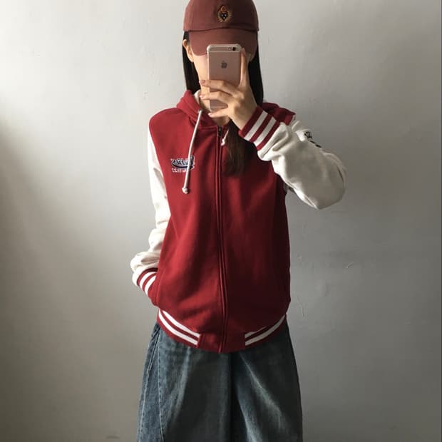 디키즈 바시티 배색 후드집업