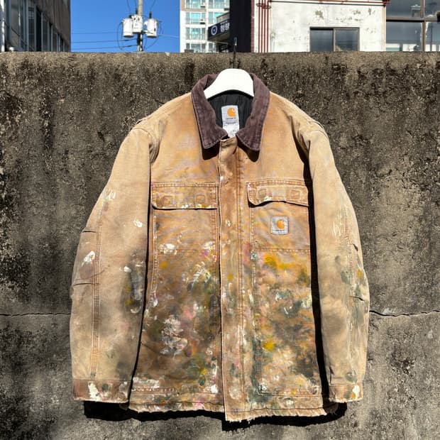 빈티지 칼하트 c26 디스트레스드 페인팅 자켓