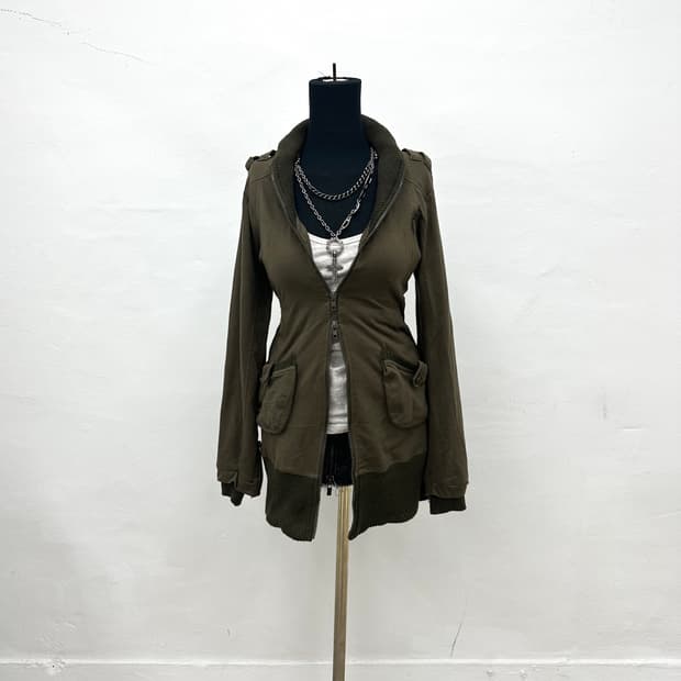 Khaki pocket detail long jacket