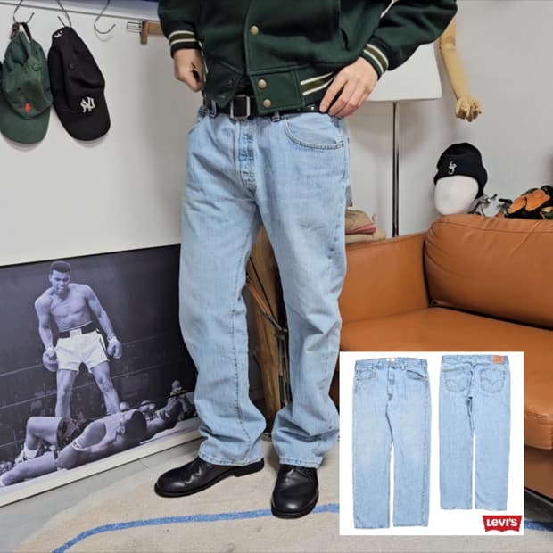 00s 리바이스 501 청바지 연청 데님팬츠 38