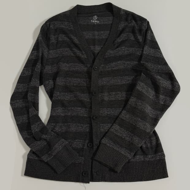 빈티지 스트라이프 가디건 차콜