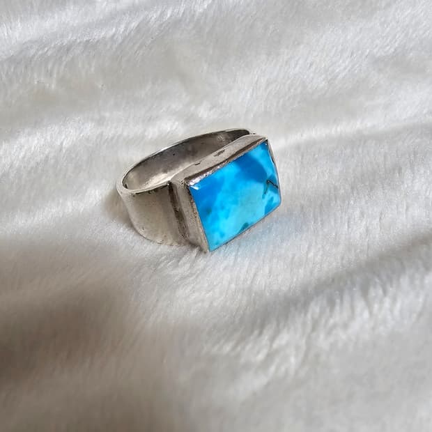 천연 터키석 은반지