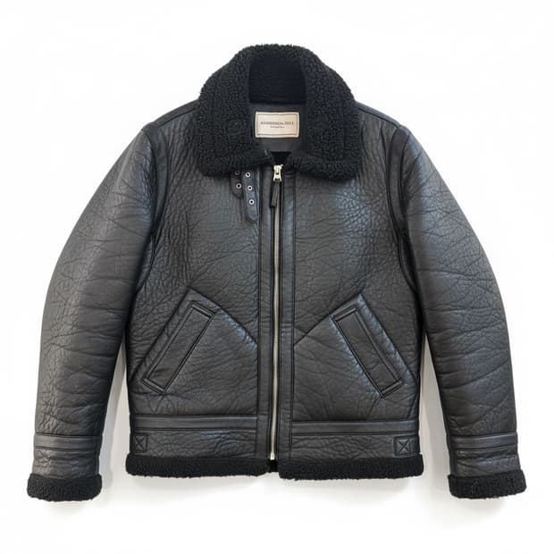 앤더슨벨 비건레더 블랙 무스탕 라지