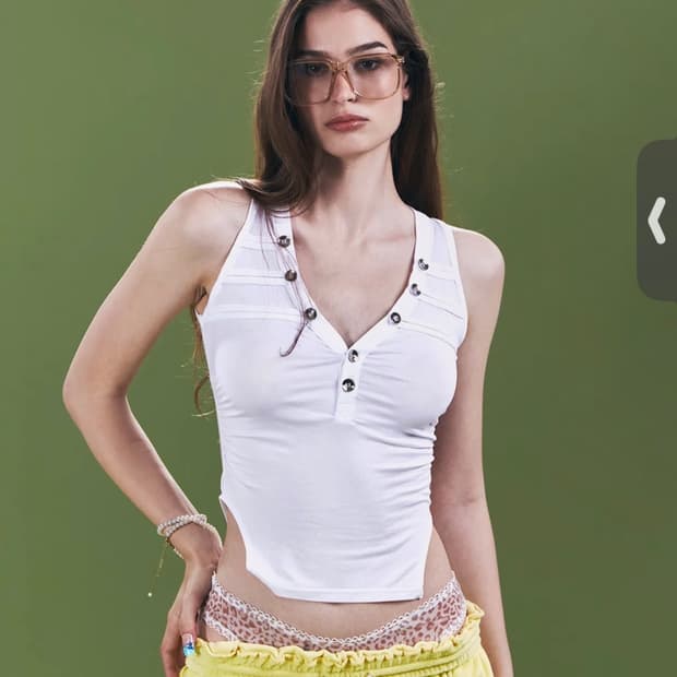 플리즈노팔로우 Selby Button Sleeveless Top (Whi