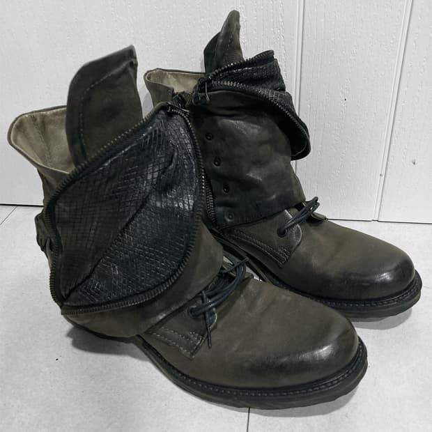 A.S.98 드레이프 랩 레더 부츠