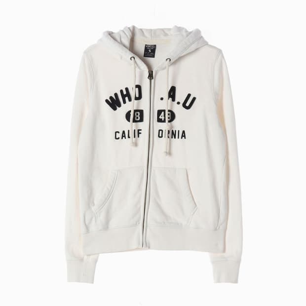 후아유 화이트 레터링 후드집업 L