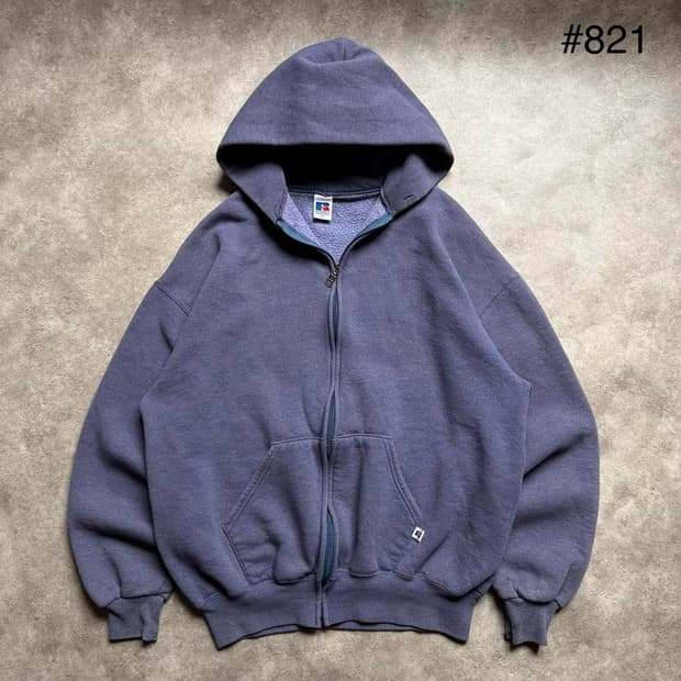 90s 러셀 애슬레틱 페이드 후드집업 네이비