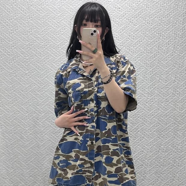 칼하트 윕 밀리터리 카모플라주 오버핏 반팔 워크 셔츠 XXL C12274