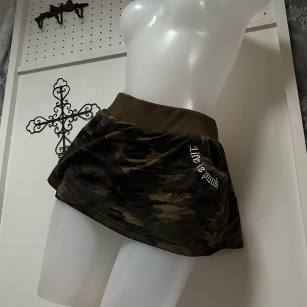 • rough neck camouflage banding skirt (새