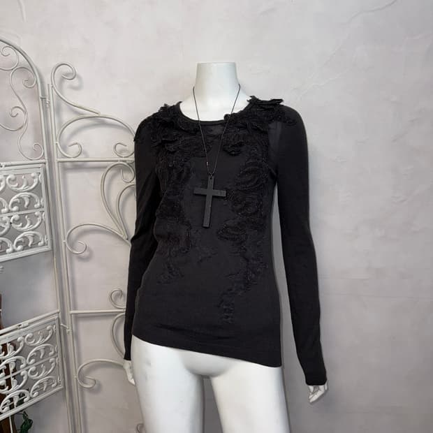 Obzéé charcoal fairy floral lace knit