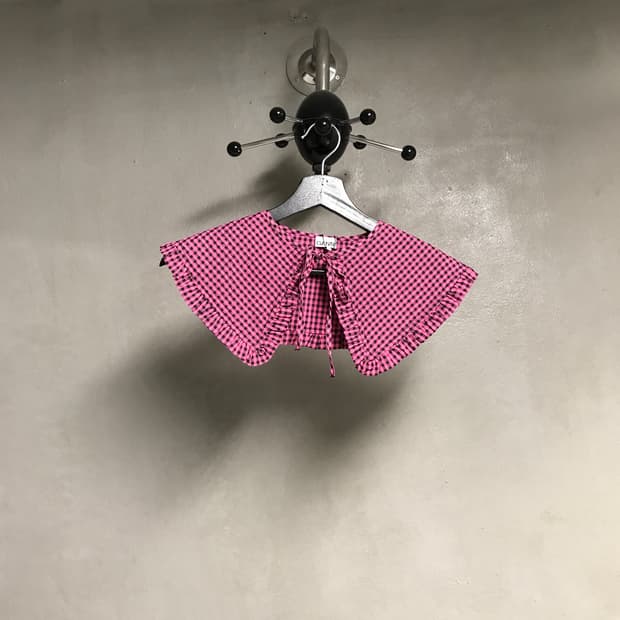 가니 체크 칼라 탑 핑크 F(W)