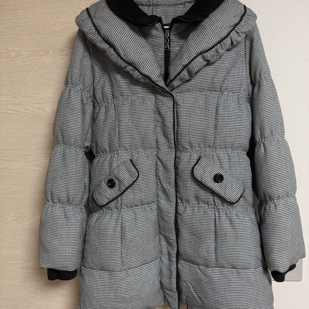 일본 빈티지 세일러 체크 롱패딩