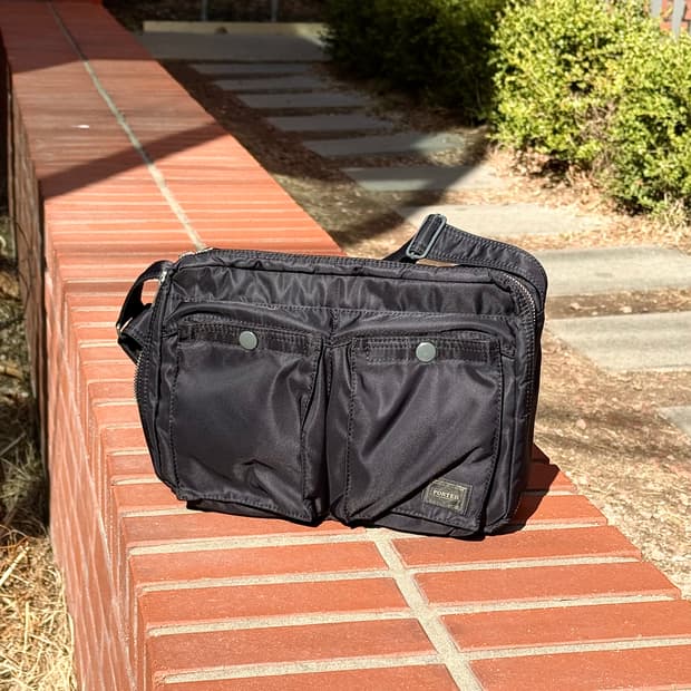 포터 탱커 블랙 나일론 pvc 키트 숄더 백