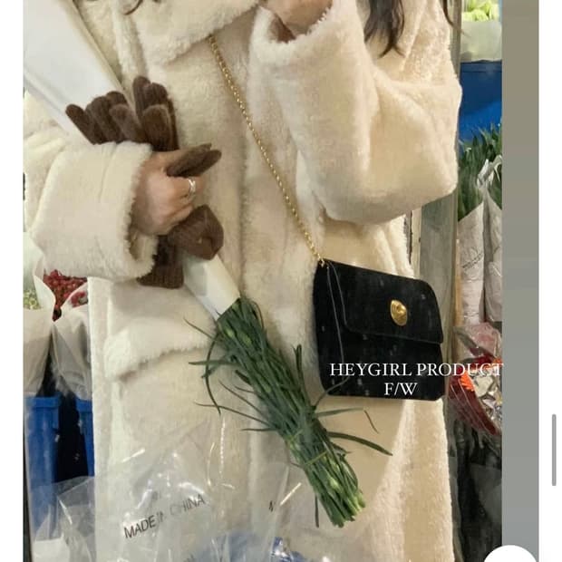 테디베어 루즈핏 리버시블 덤블 롱코트 아이보리