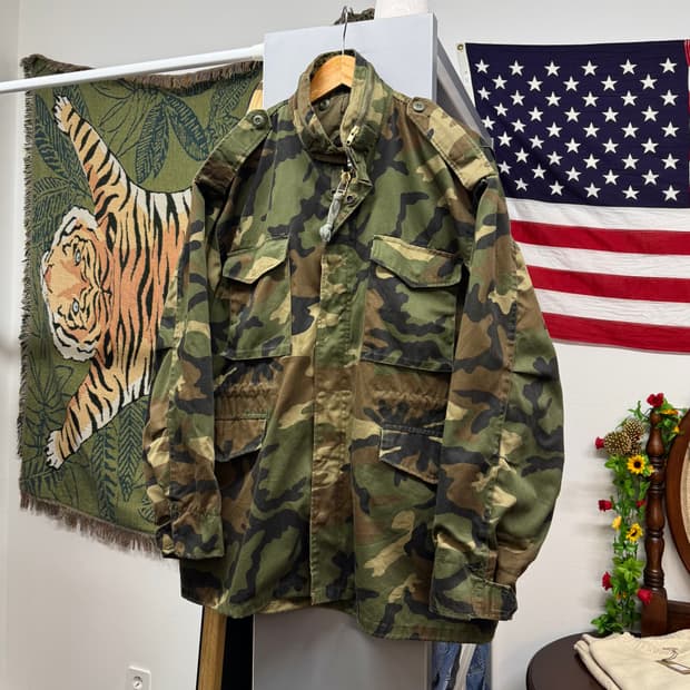 80s Duck Bay 우드랜드 M65 필드 자켓 (XL)  