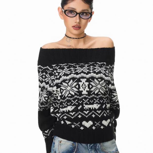 오프숄더 스웨터