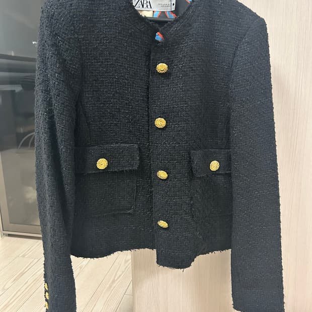 자라 블랙 스트럭처 트위드 자켓