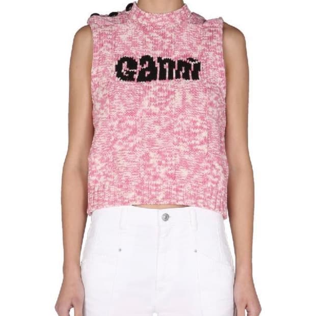 가니 숄더 버튼 지카드 로고 니트 베스트