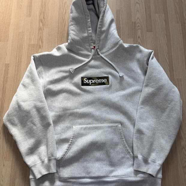 슈프림 박스로고 후드 스웨트셔츠 애쉬 그레이 - 23FW