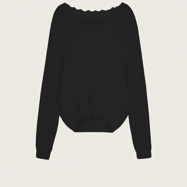 [새상품] 클리시어 블러쉬 레이스 오프숄더 니트 블랙