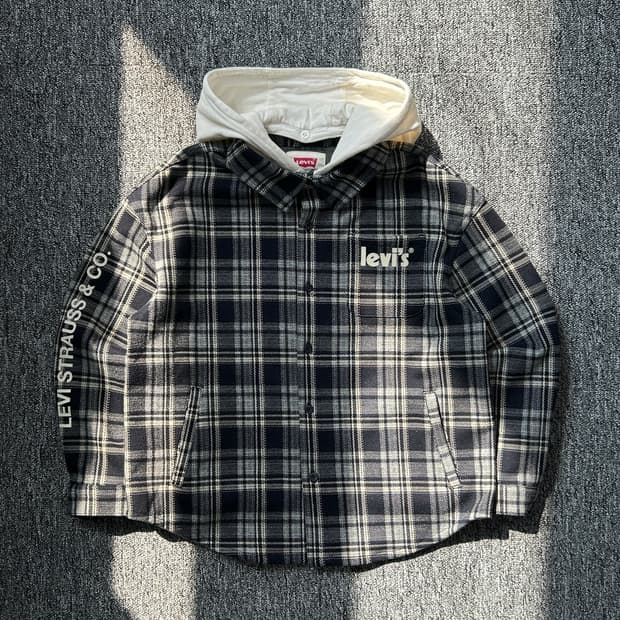 리바이스 체크 패턴 후드 셔츠