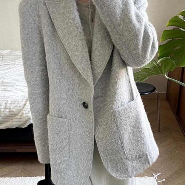 제이청 Hairy Wool Tailored Half Jacket (택O)