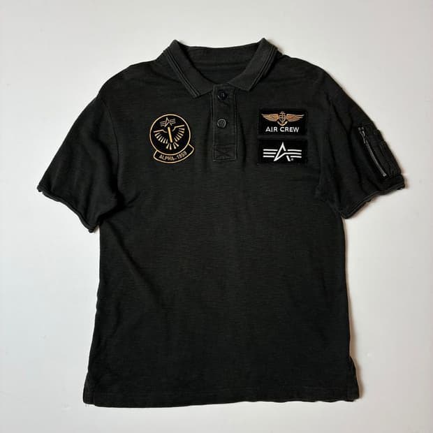 알파인더스트리 밀리터리 에어크루 와펜 반팔 카라 티셔츠 PN8889