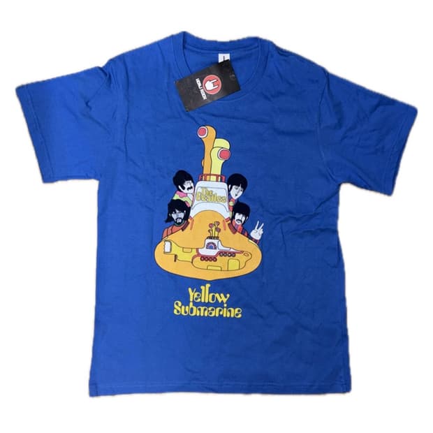 비틀즈 프린팅 블루 티셔츠