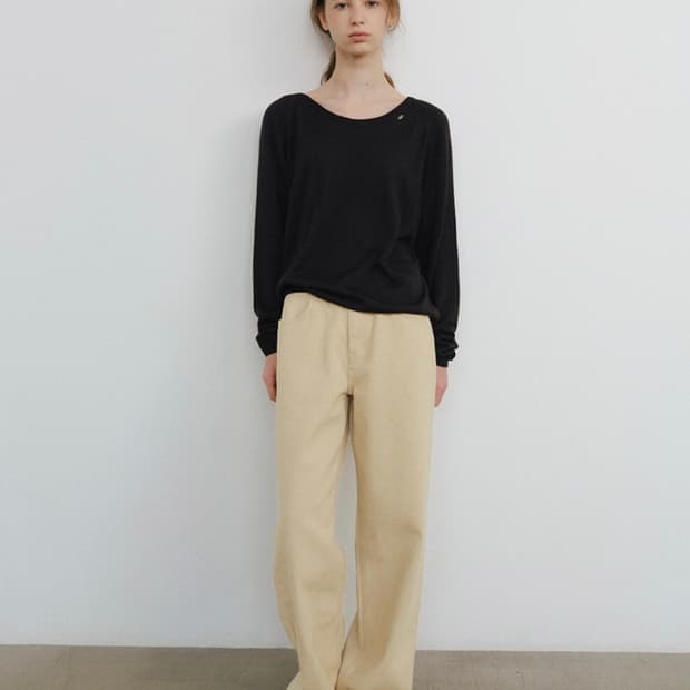 유라고 Color dyeing wide denim