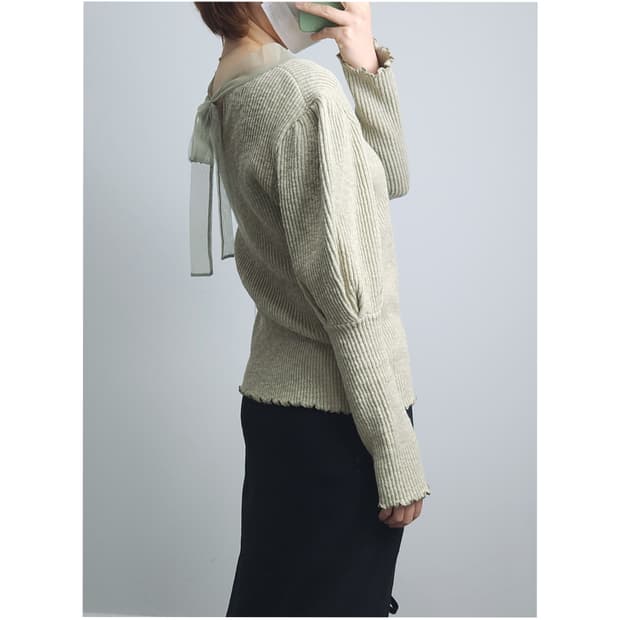 백리본 골지 니트